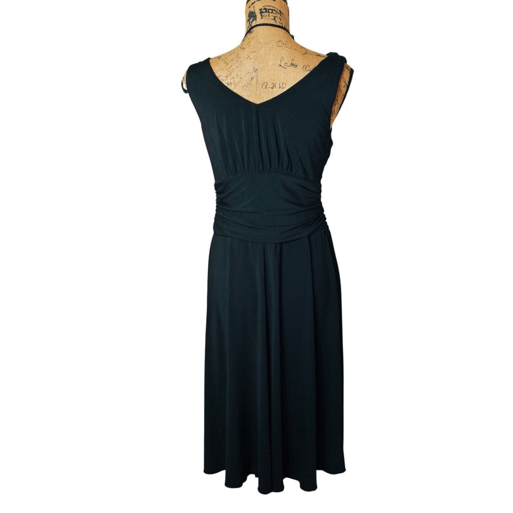 Rabbit Rabbit Rabbit Womens Black Dress 8 Sleeveless Surplice Wrap Midi Stretch - Picture 3 of 6